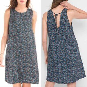 GAP Sleeveless Tie Back Swing Tank Dress Black Rainbow Blue Red Rayon Mini XS
